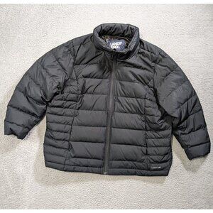 Lands End Puffer Jacket Womens 2X/P 20W-22W Black Down Feathers Winter